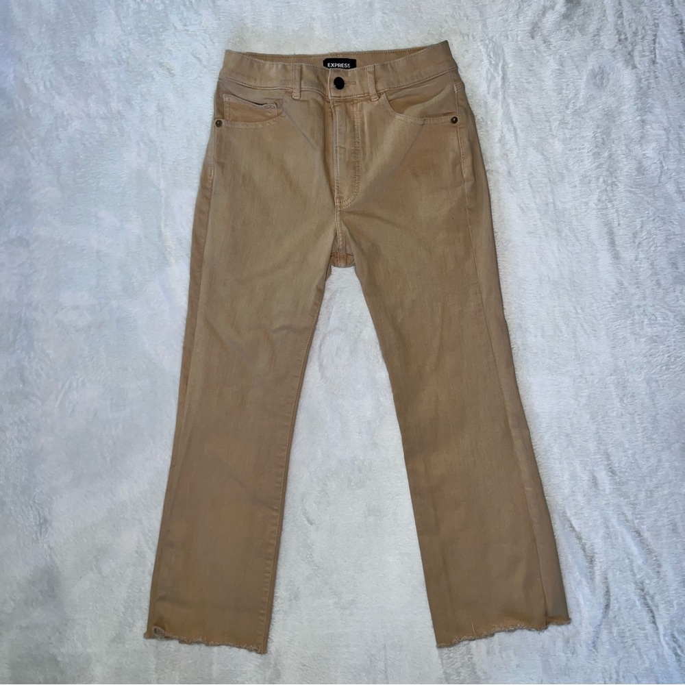 Express Cropped Flare Beige Casual Jeans